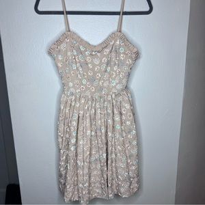 Embroidered Sequin Floral Blush Beige Cami Dress from Needle & Thread